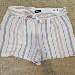 Express Midi High Rise Striped‎ Shorts with Lining SZ 18